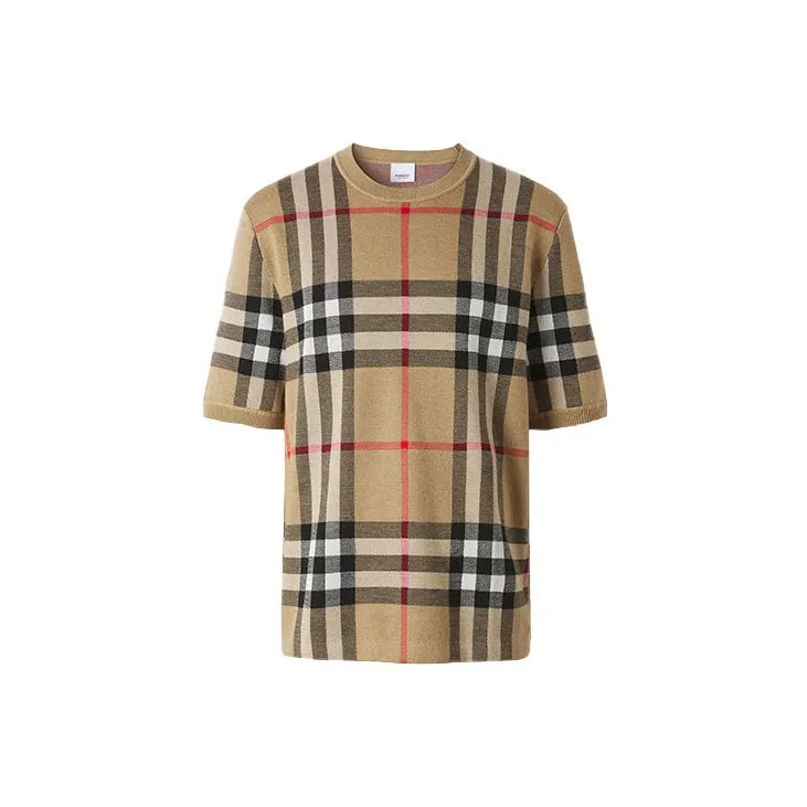 Burberry SS21 Check Jacquard T-Shirt Male Cream-coloured