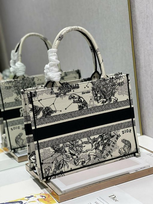 Christian Dior Medium Dior Book Tote Bag, Black/White, For Women Womens Handbags, Shoulder Bags, 36cm CD M1296ZRHZ_M941 –