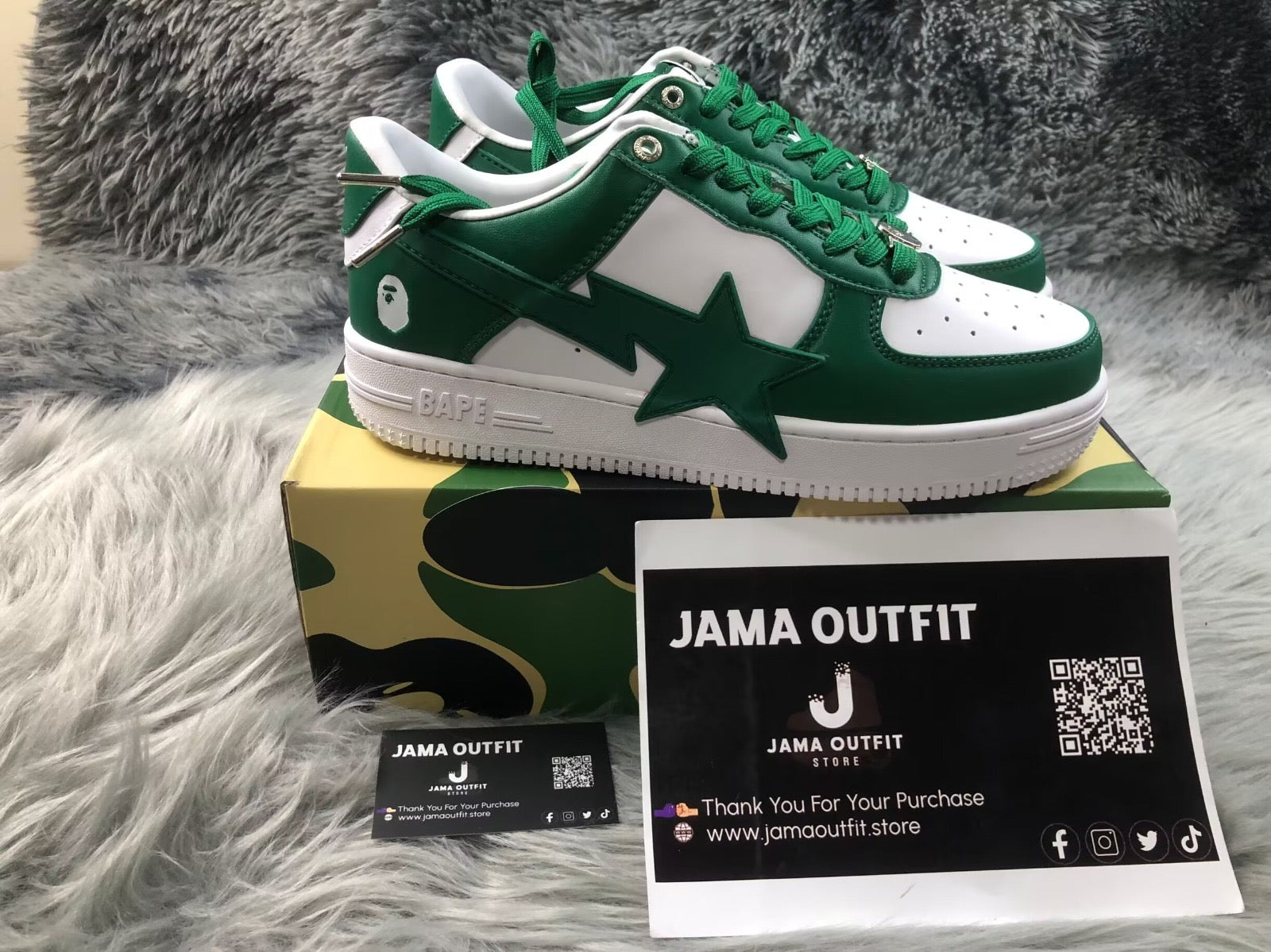 BAPE Green White Sta OS Sneakers