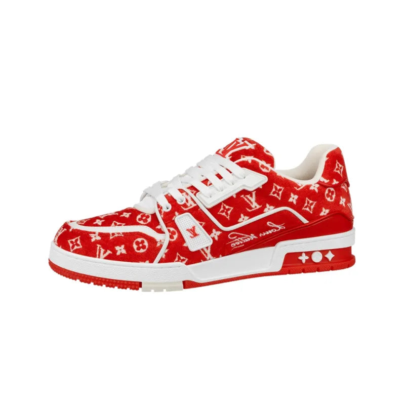 Louis Vuitton Trainer Red Monogram Textile