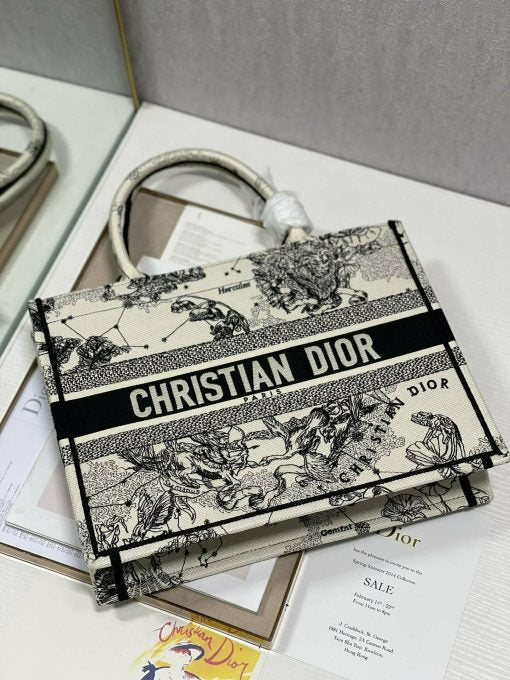 Christian Dior Medium Dior Book Tote Bag, Black/White, For Women Womens Handbags, Shoulder Bags, 36cm CD M1296ZRHZ_M941 –