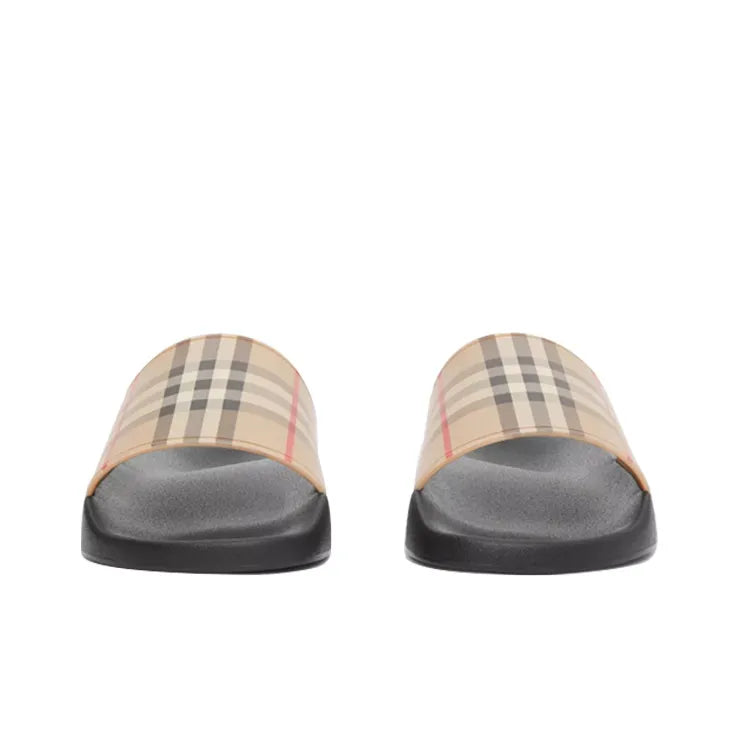 Burberry Furley Check Slides Archivo Beige Unisex