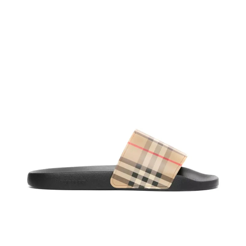 Burberry Furley Check Slides Archivo Beige Unisex