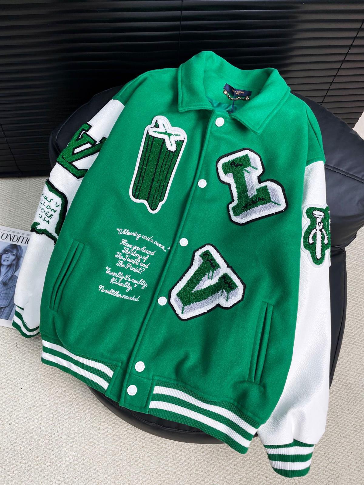 Louis Vuitton Green & White Varsity Jacket