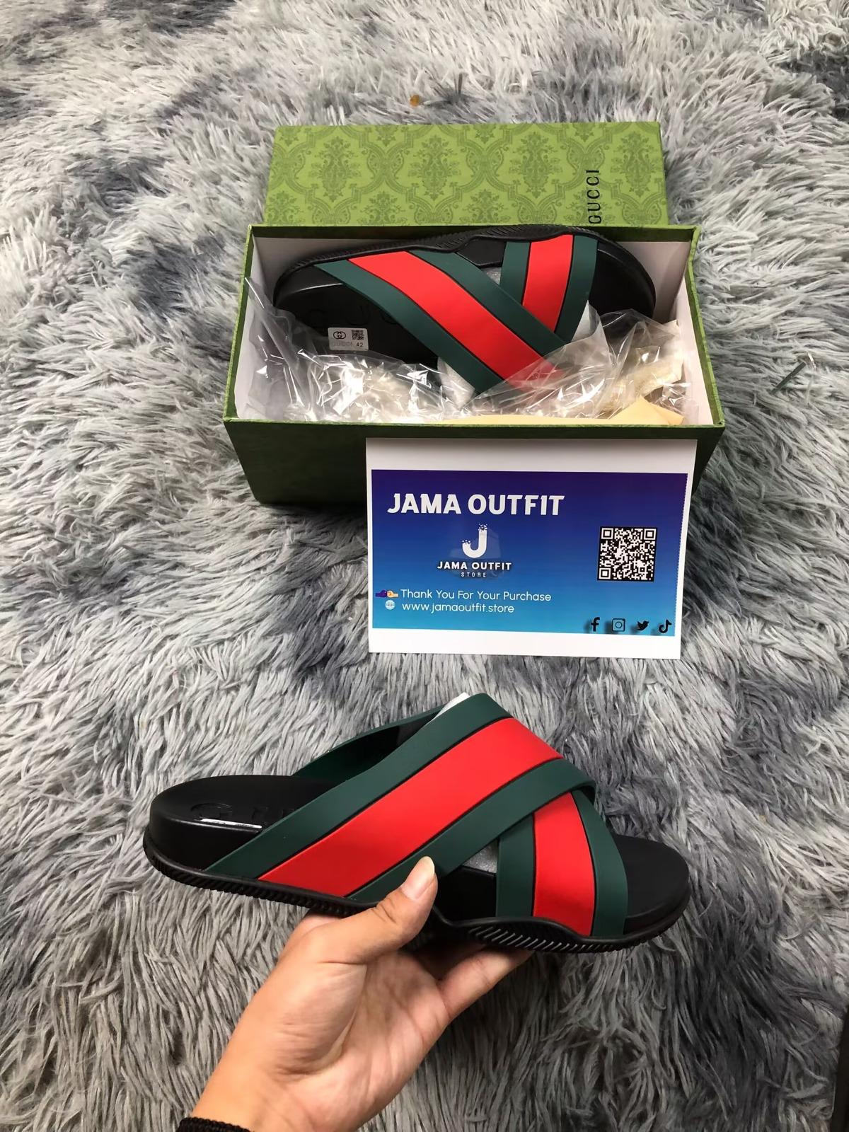 GUCCI Rubber Slides Green Red