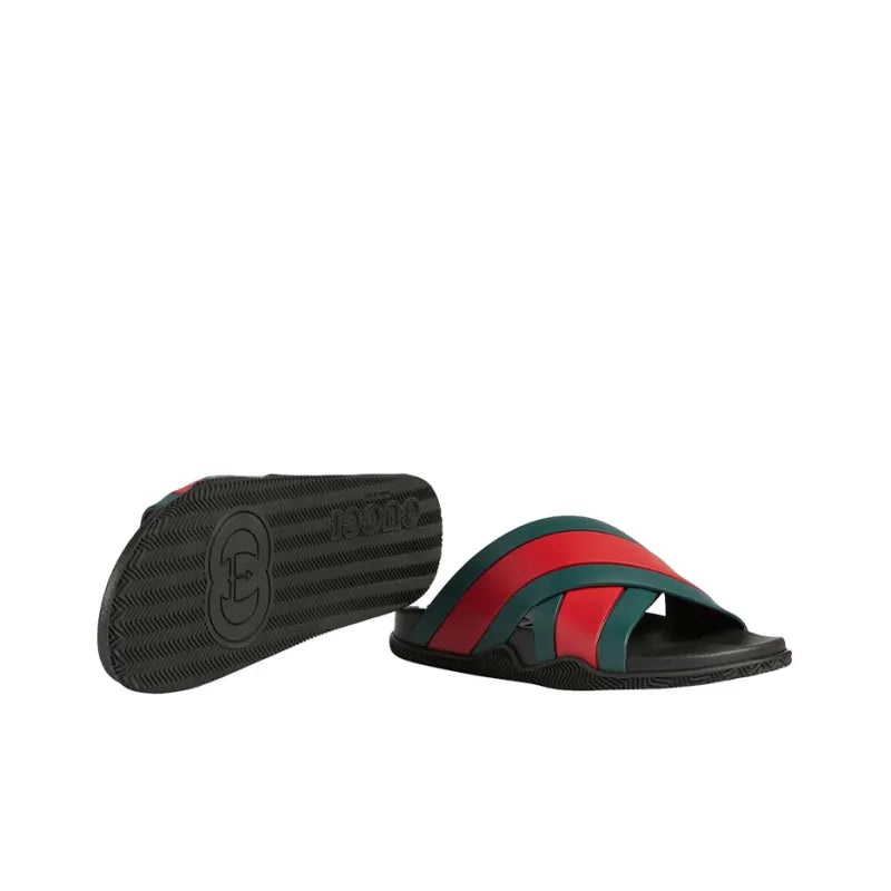 GUCCI Rubber Slides Green Red