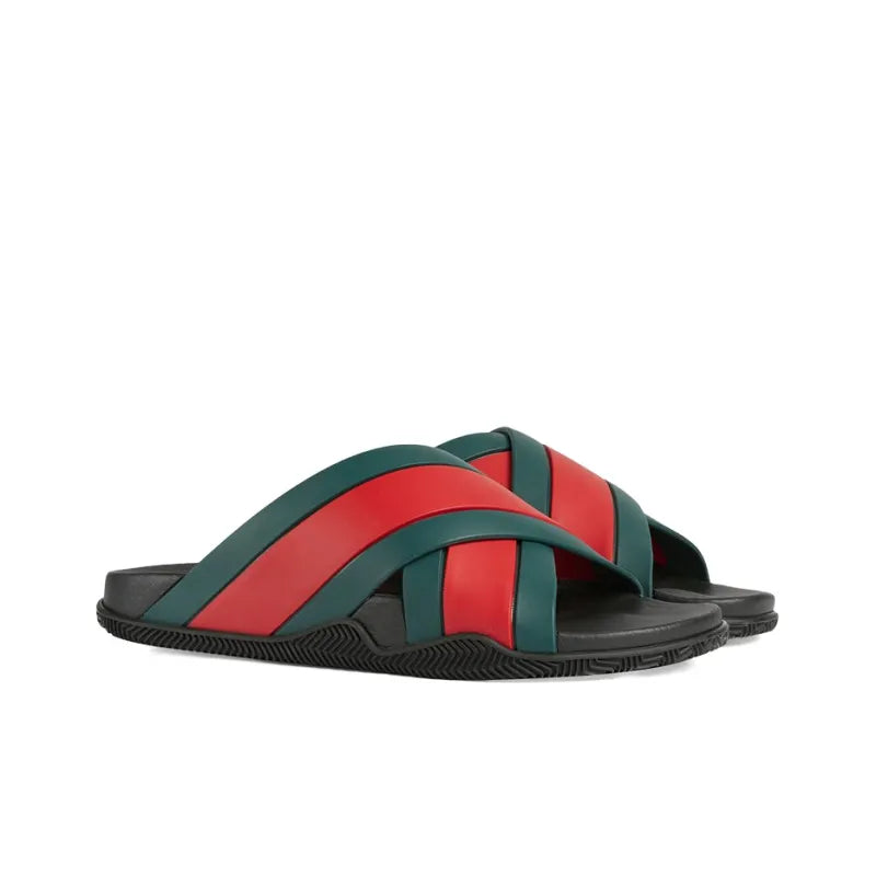 GUCCI Rubber Slides Green Red