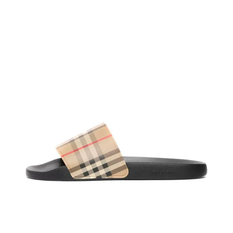 Burberry Furley Check Slides Archivo Beige Unisex