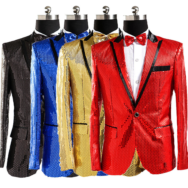 Stage Performance Shows Men's Suits With Sequins