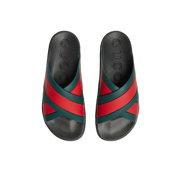 GUCCI Rubber Slides Green Red