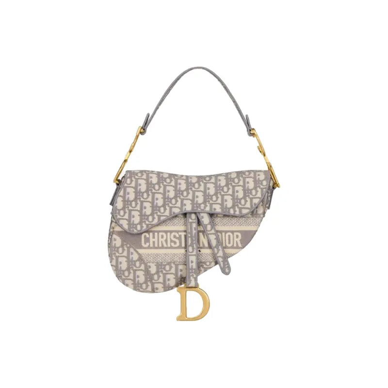 DIOR Saddle Bag Gray Dior Oblique embroidery