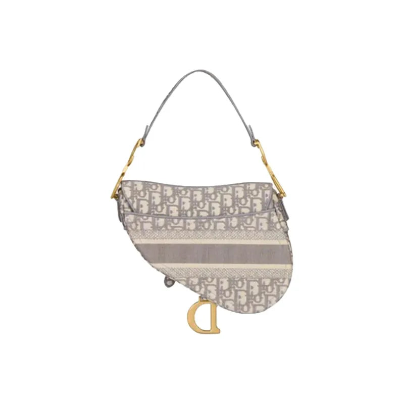 DIOR Saddle Bag Gray Dior Oblique embroidery