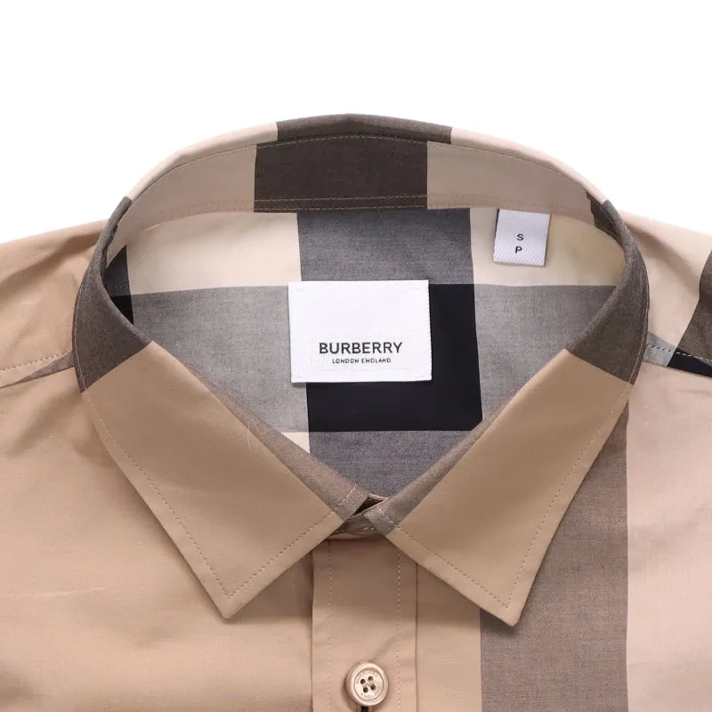 Burberry Check Stretch Cotton Poplin Shirt Archive Beige