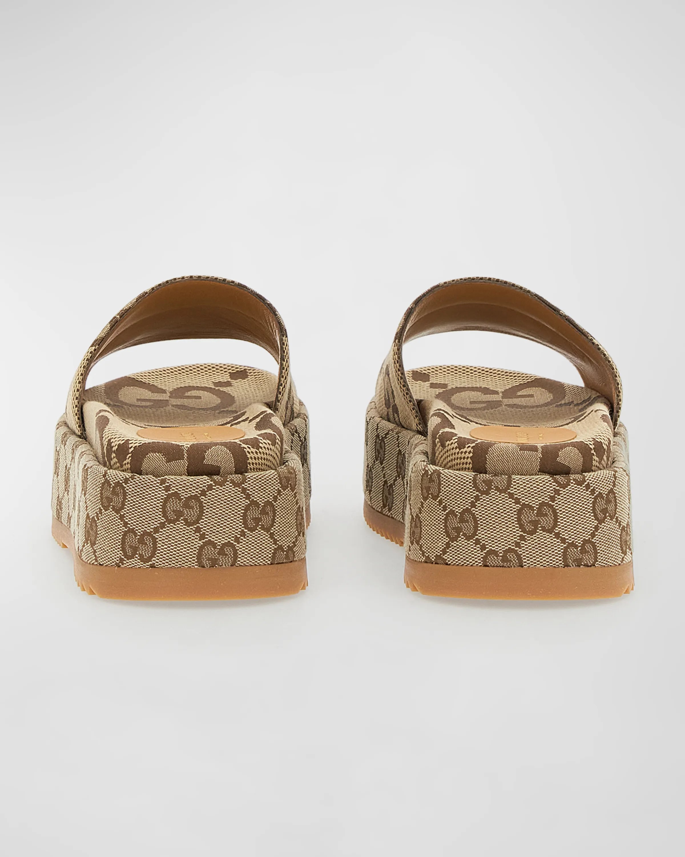 Gucci Angelina GG Canvas Flatform Slide Sandals