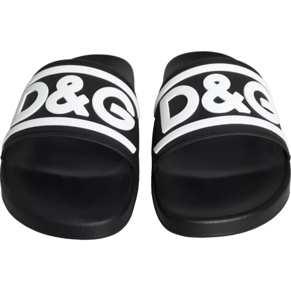 DOLCE & GABBANA Shoes Black White Sandals Rubber Beachwear