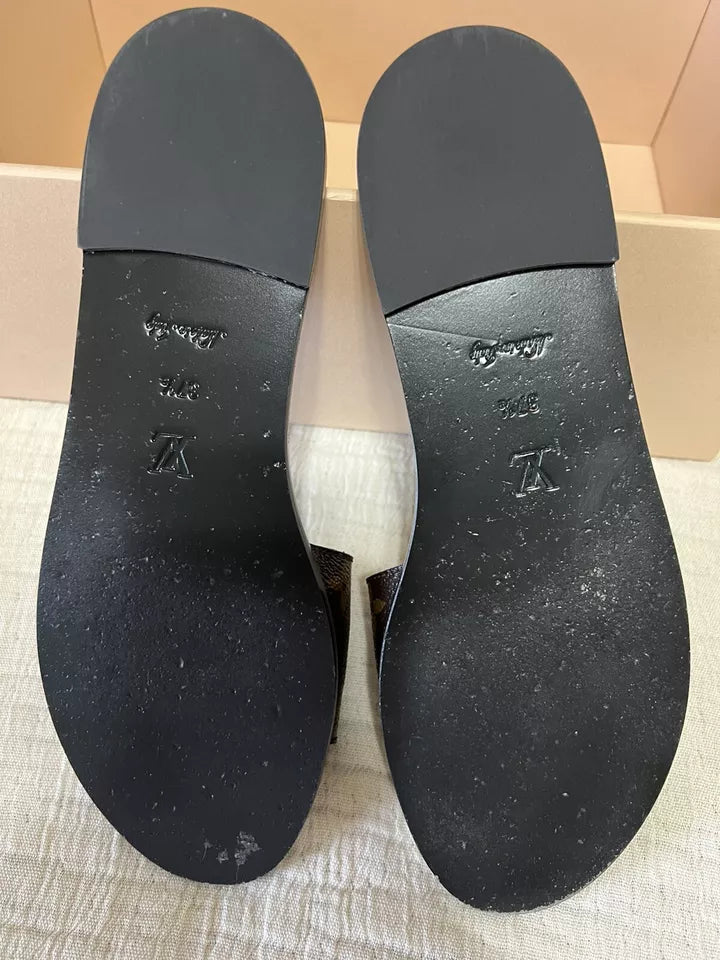 LOUIS VUITTON Brown Monogram Slides