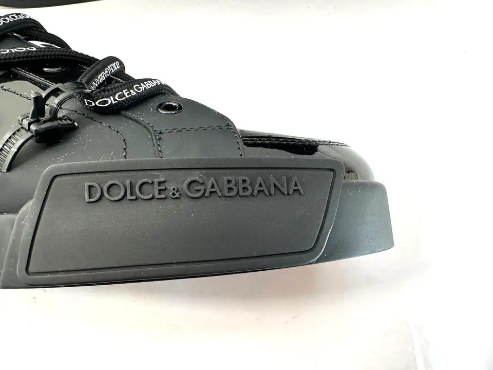 DOLCE & GABBANA Shoes Black Leather Portofino Low Top Men