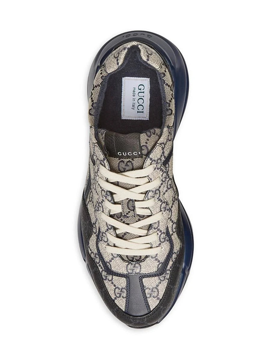 GG Gucci Rhyton Monogram Logo Sneakers - Black Blue -