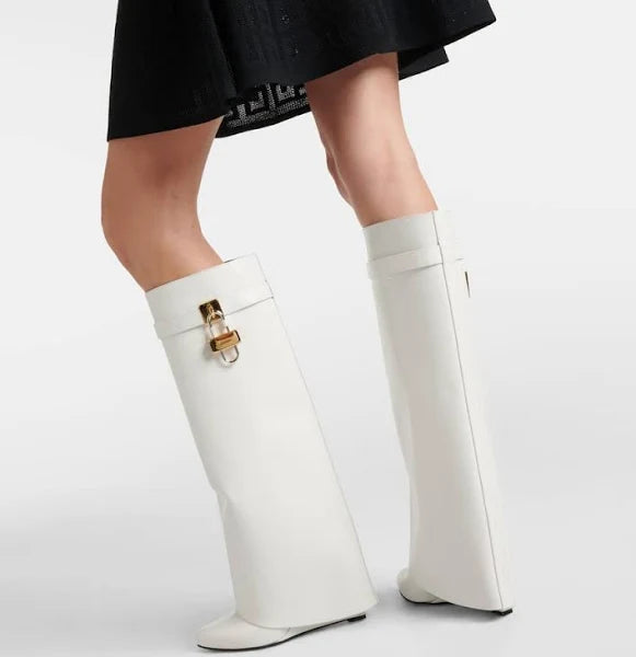 Givenchy Women's Shark Lock Leather Knee-high Boots