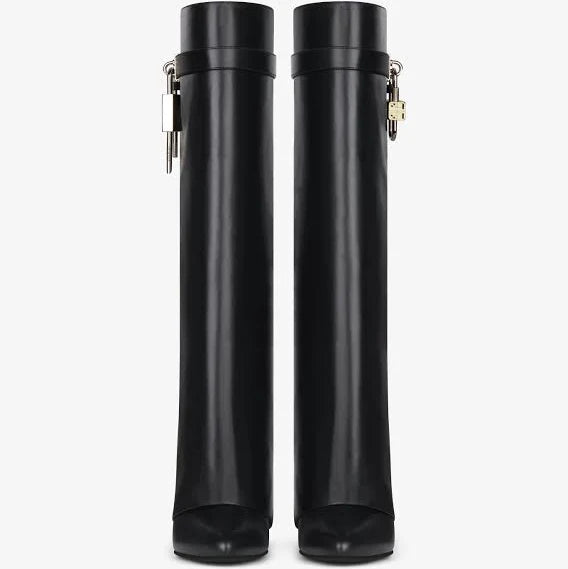 Givenchy Women's Shark Lock Leather Knee-high Boots