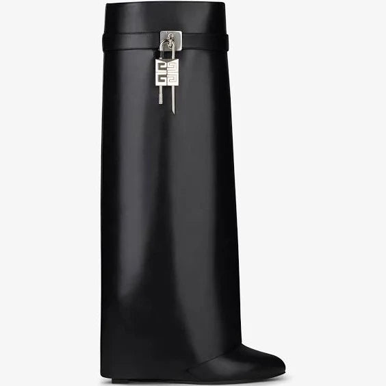 Givenchy Women's Shark Lock Leather Knee-high Boots