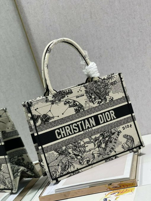 Christian Dior Medium Dior Book Tote Bag, Black/White, For Women Womens Handbags, Shoulder Bags, 36cm CD M1296ZRHZ_M941 –